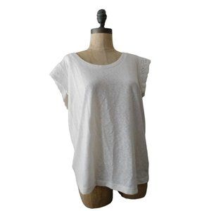 LOFT White Eyelet Sleeve Top